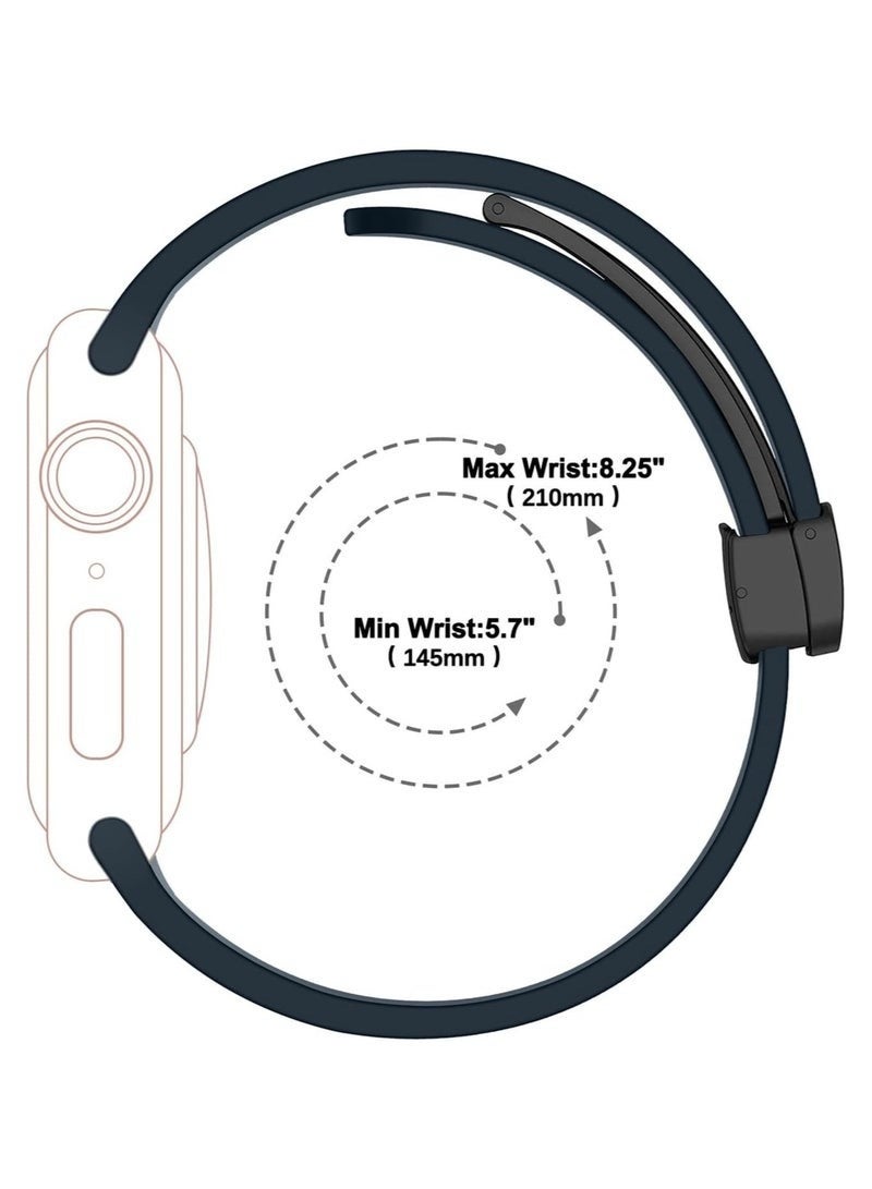 Magnetic for Apple Watch Band 49mm 46mm 45mm 44mm Women men,Silicone Sport Strap Replacement WristBands for Apple Watch Series 9/ultra 2/8/ultra/7/SE/SE 2nd/6/5/4/3/2/1,iWatch Bands Blue - Image 3